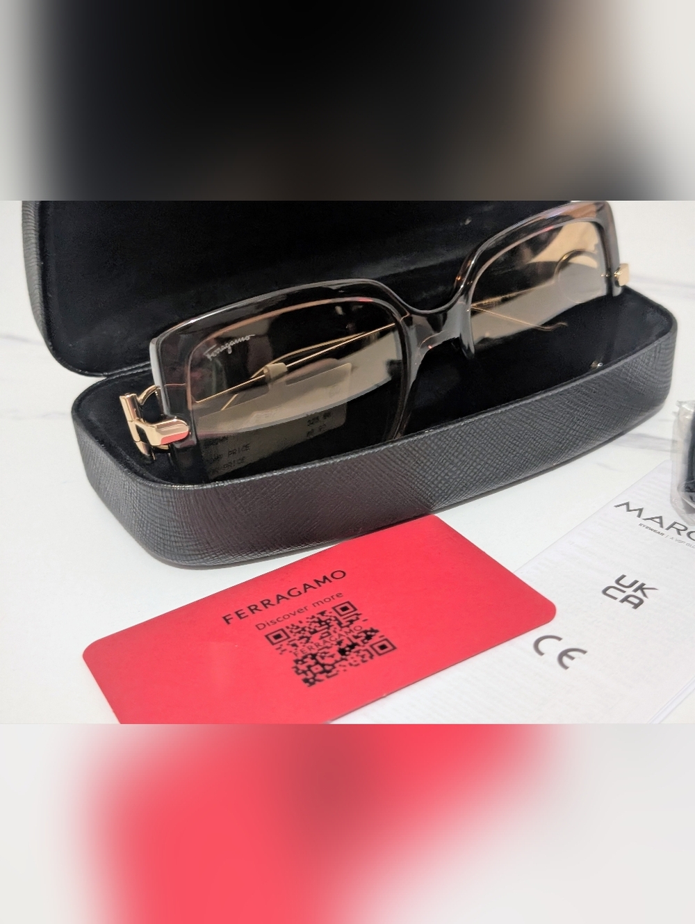 Salvatore Ferragamo SF913S Oversized Square Sunglasses Brown Gold New w/ Case - Picture 7 of 11